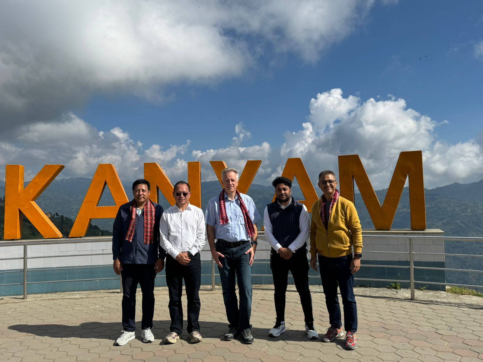 mayor of suryodaya municipality welcoming the delegation from swiss government in kanyam