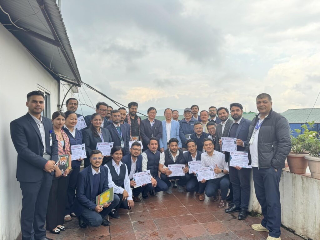 participants after the completion of ai training program with instructors of robotics association of nepal and the mayor of suryodaya municipality
