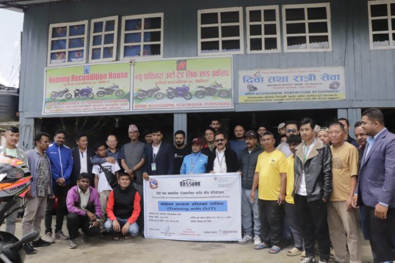 mayor of suryodya muncipality during the enaugration of 10 months ojt motorcycle repair and house wiring program